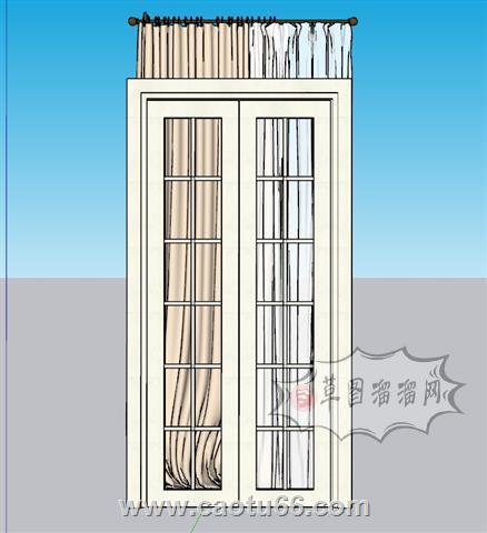 窗帘双开门SU模型