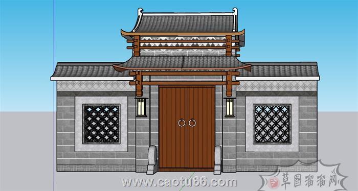 院门门头SU模型