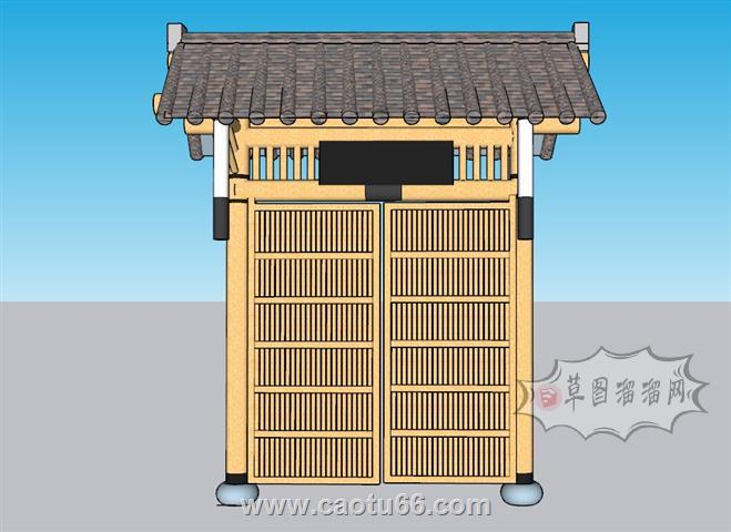 乡村入户门院门SU模型