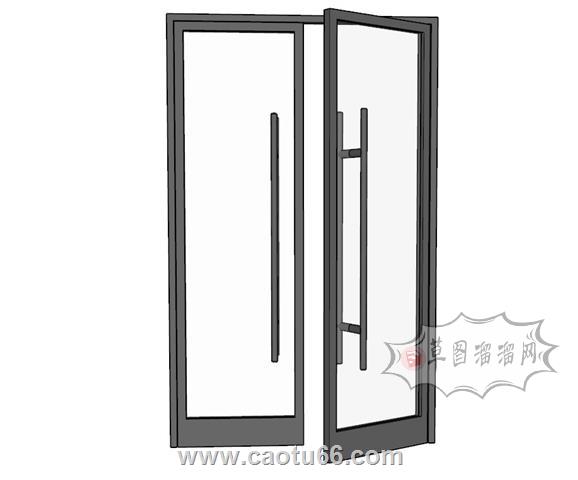 推拉玻璃门SU模型