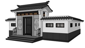 庭院门入户门门头SU模型