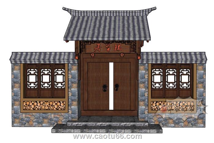 门头入户门SU模型