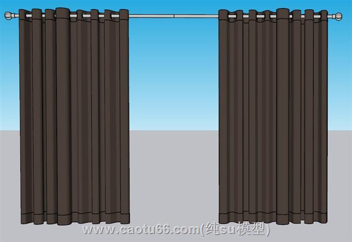 杆式窗帘SU模型