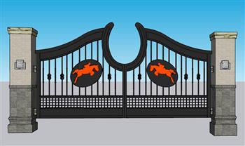 入户门铁艺大门铁艺门SU模型