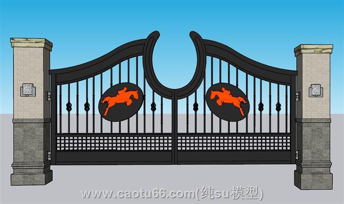入户门铁艺大门铁艺门SU模型