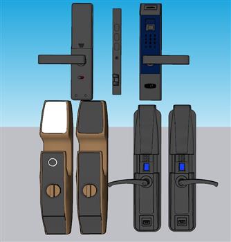 指纹锁门把手SU模型