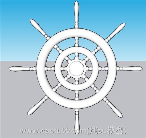 地中海船舵转向盘SU模型