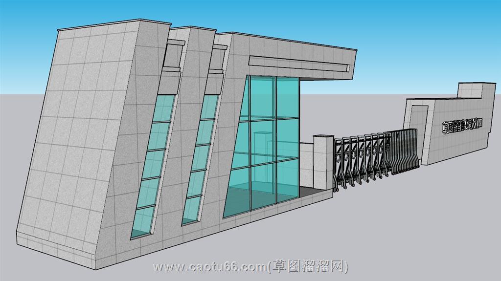 企业大门自动伸缩门电动门SU模型