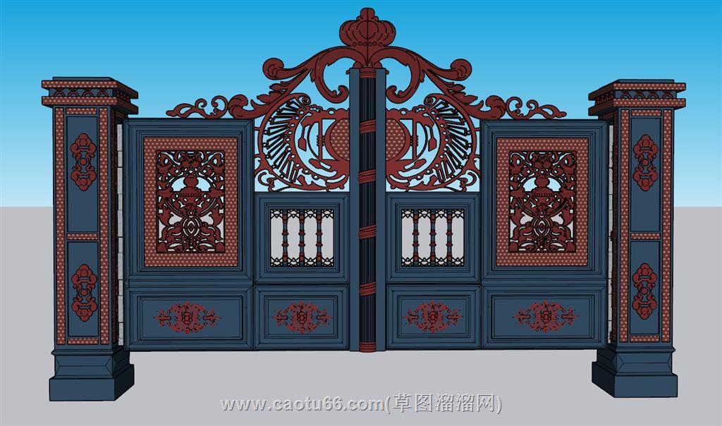 铁艺门庭院门大门SU模型