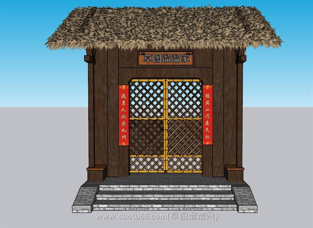 乡村入户门院门SU模型