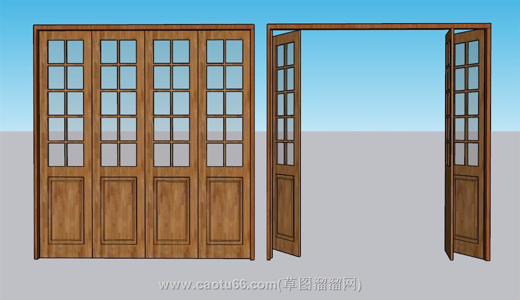 折叠门木门SU模型