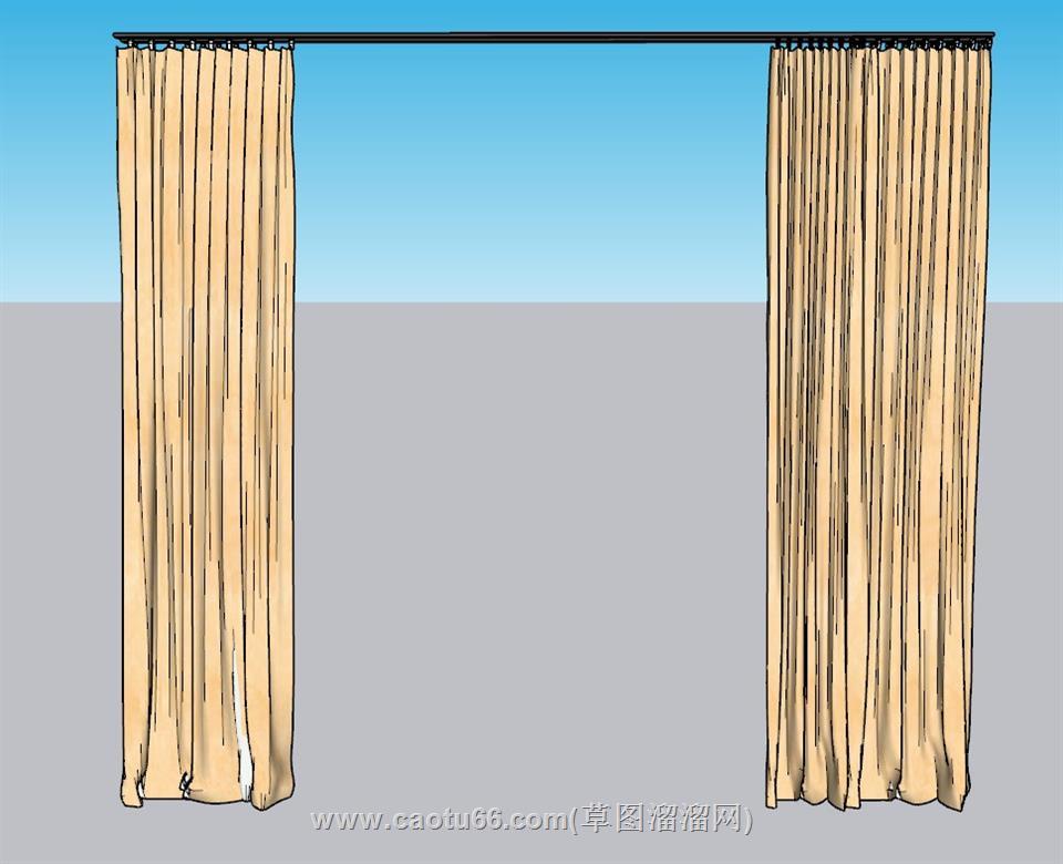 窗帘杆窗帘SU模型