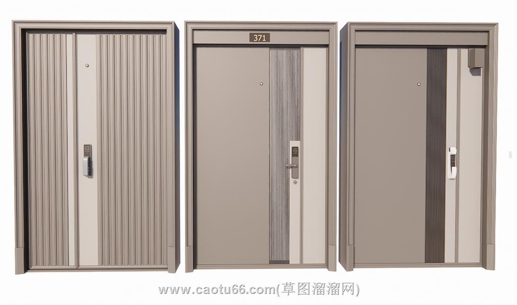 防盗门子母门SU模型