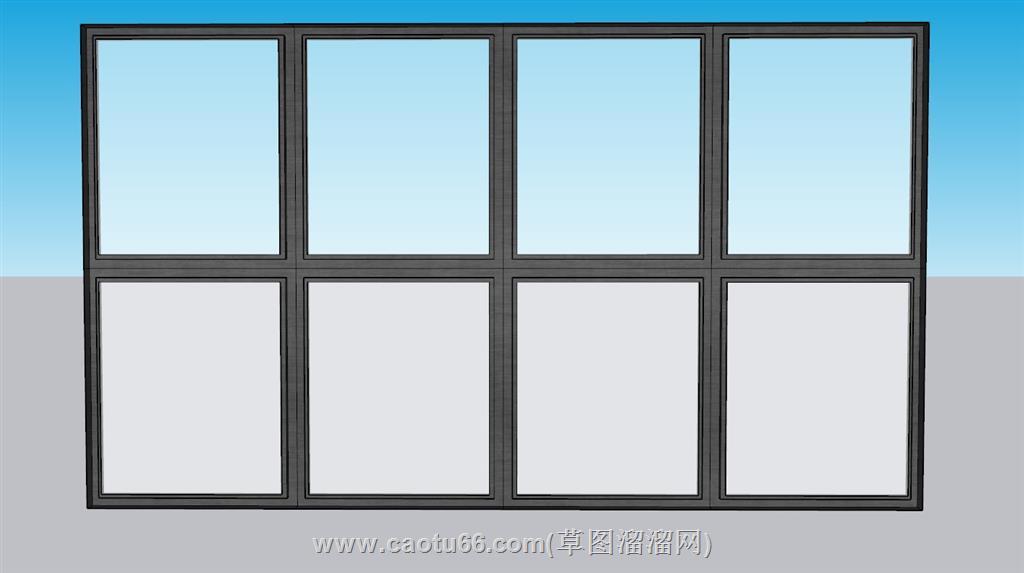 八个窗落地窗SU模型