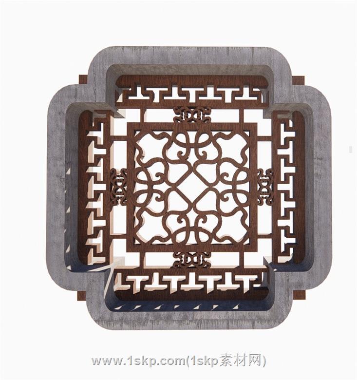 雕花窗镂空窗SU模型