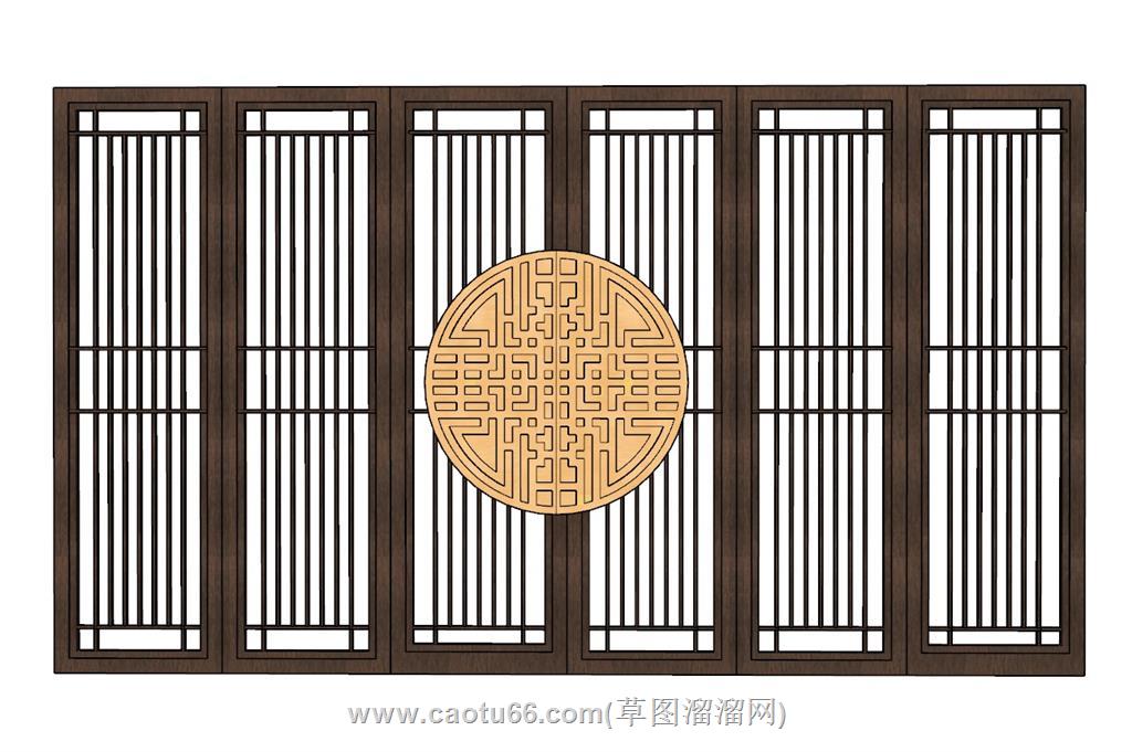 中式门窗SU模型