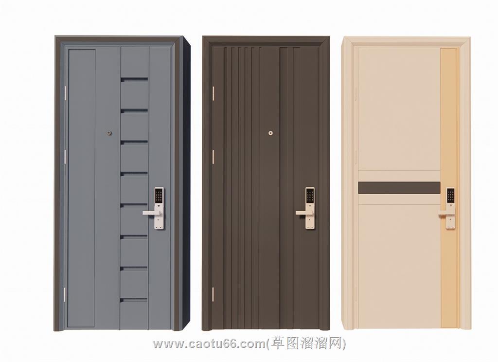 单开门防盗门房门SU模型