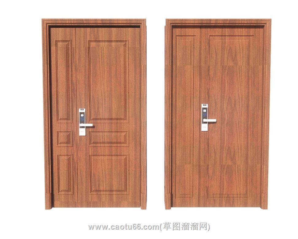 实木子母门SU模型