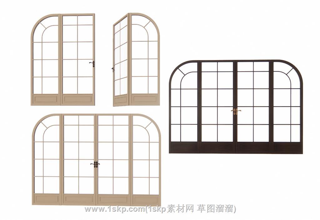 圆弧形双开门SU模型