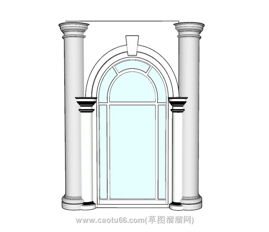 欧式落地窗SU模型