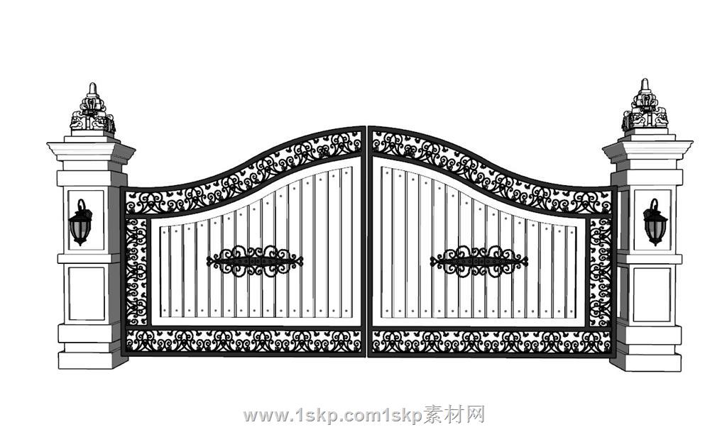 欧式铁艺门SU模型