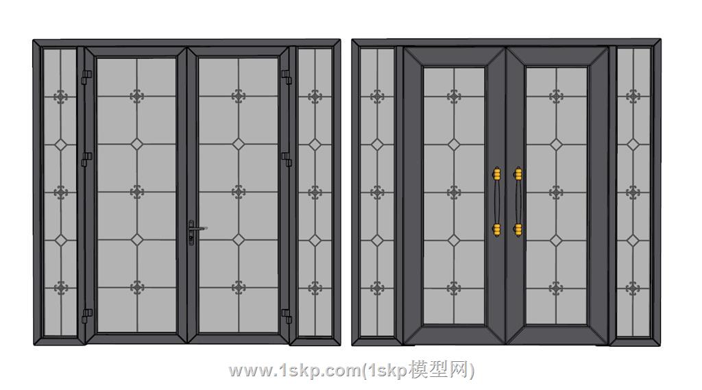 双开门玻璃门SU模型