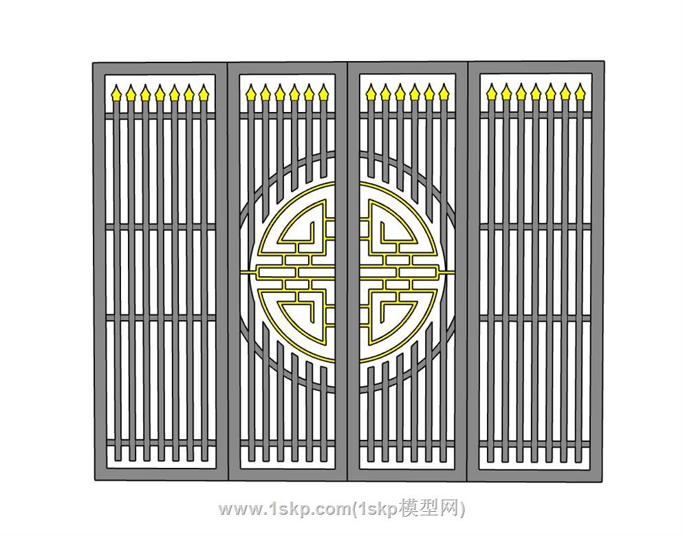 中式铁艺大门SU模型