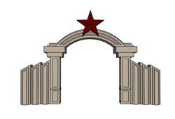 五星党建大门SU模型