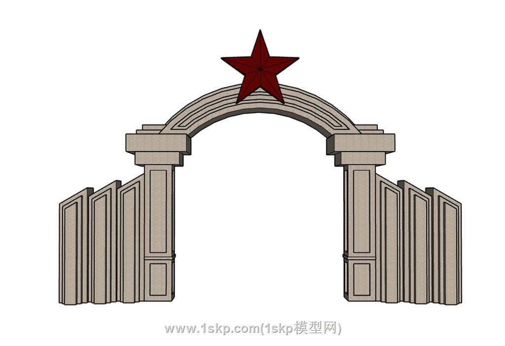 五星党建大门SU模型