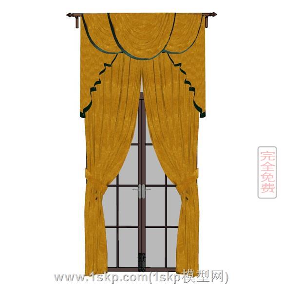 法式门窗带窗帘
