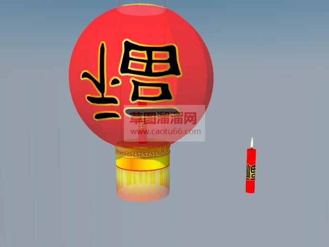 灯笼红灯笼红蜡烛SU模型