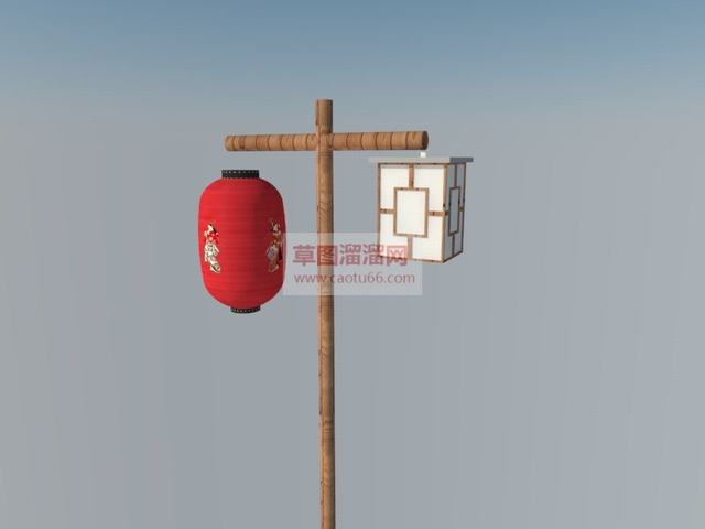 中式路灯景观灯灯笼SU模型