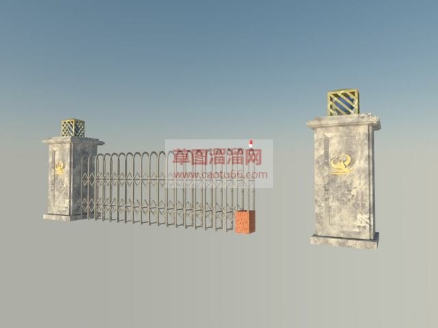 电动伸缩门大门SU模型