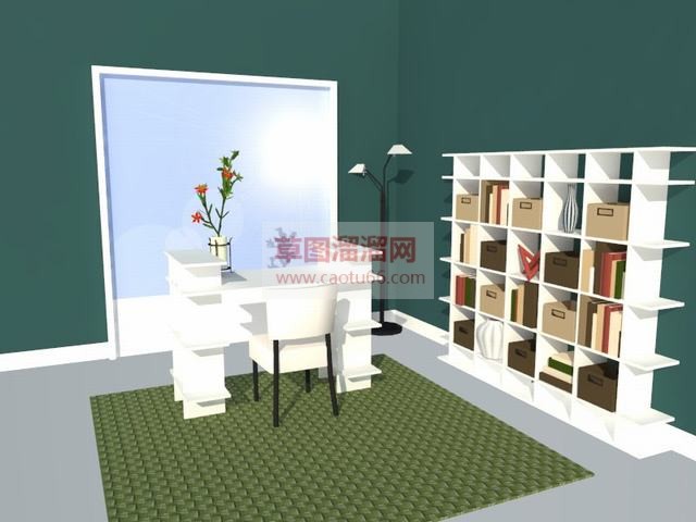 白色书架+落SU模型