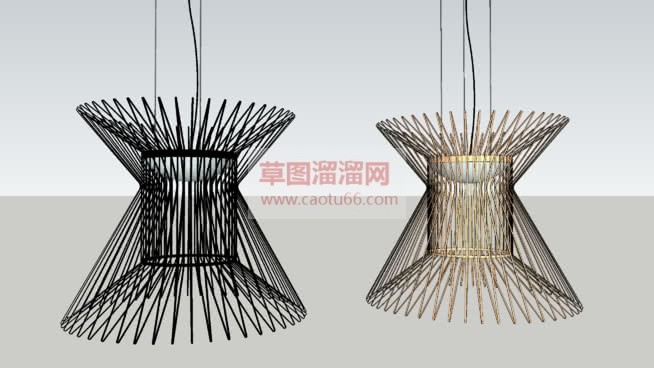 竹制小吊灯灯SU模型