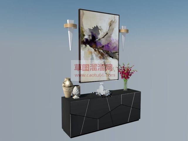 欧简矮柜+工SU模型