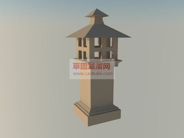 日式庭院灯石SU模型