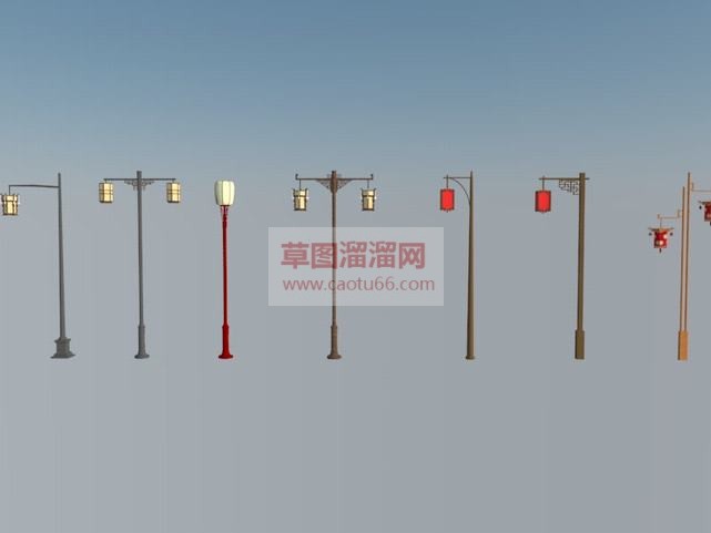 中式路灯集合SU模型