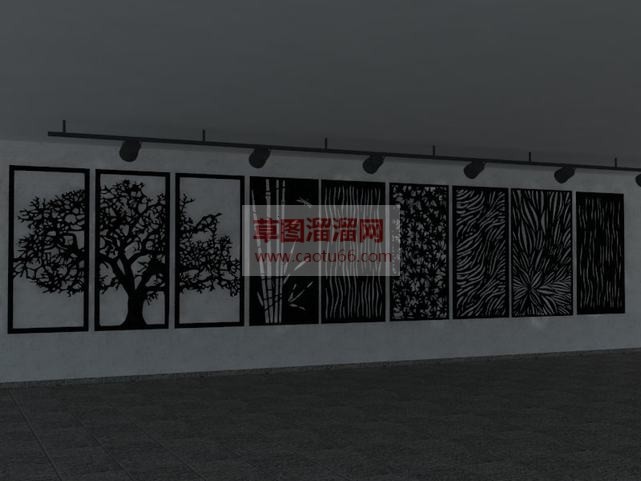 墙画挂画轨道SU模型