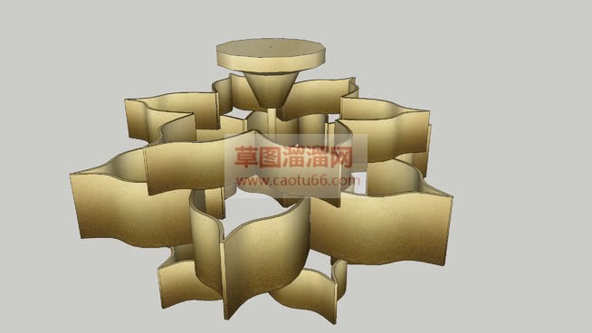 复古金箔枝形SU模型
