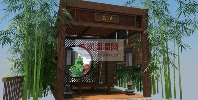 竹子亭子景观SU模型