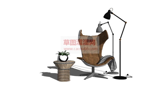 休闲椅落地灯SU模型