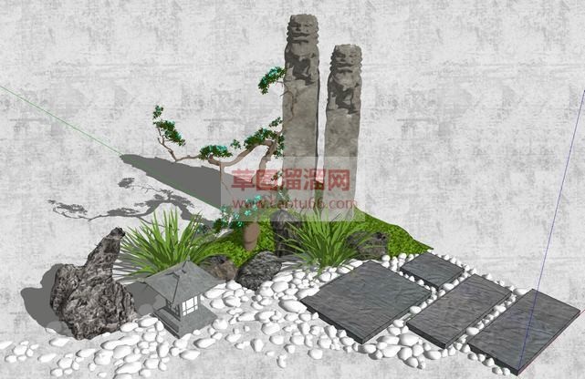鹅卵石石子石SU模型