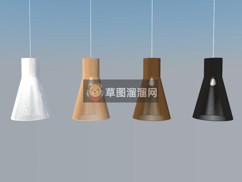 木质吊灯灯具SU模型