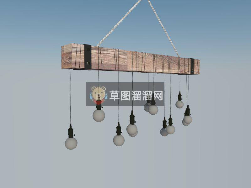 复古木头吊顶SU模型