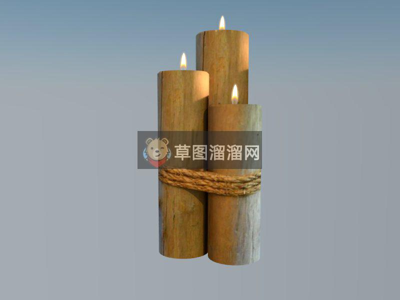 捆绑蜡烛灯火SU模型