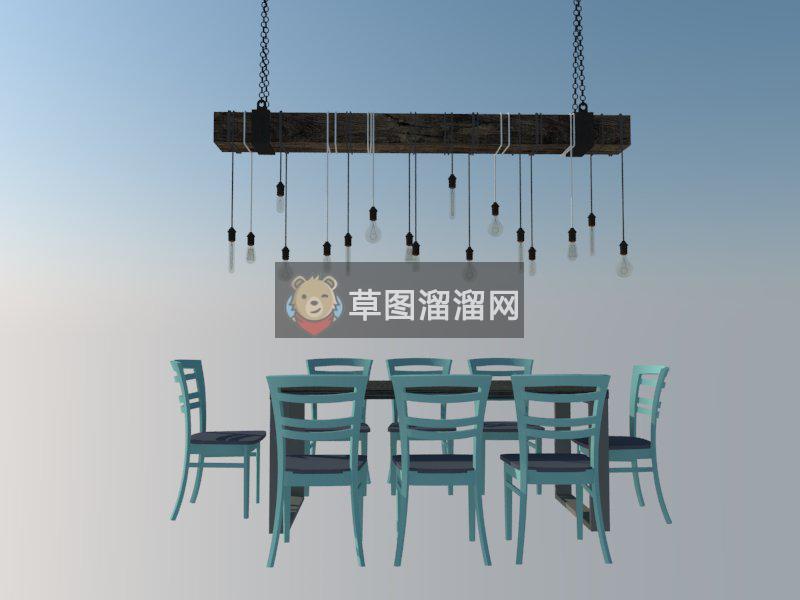 防腐木装饰吊灯SU模型