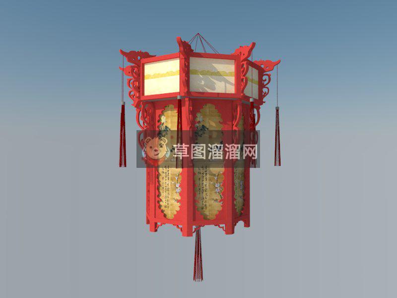 新中式宫灯灯笼SU模型