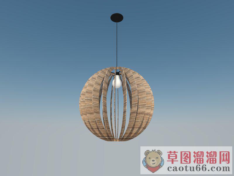 木质装饰小吊灯SU模型