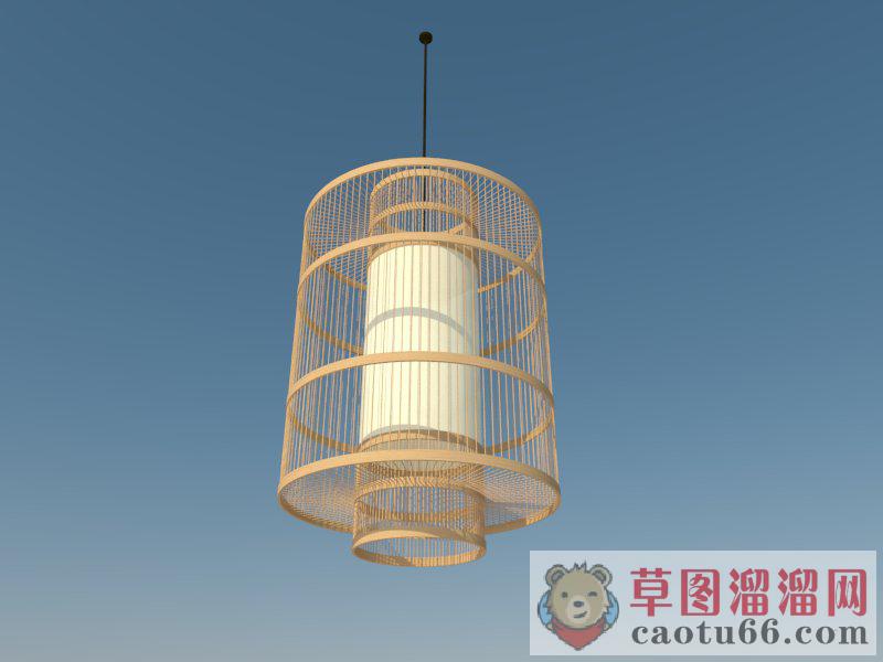 木质灯具吊灯灯具SU模型